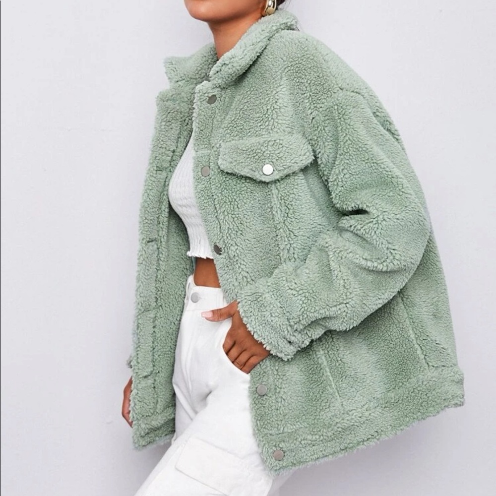 Green Teddy Coat